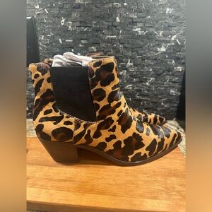Sole Society Lilianna Leopard Ankle Boot New Bootie Size 10 Calf Hair